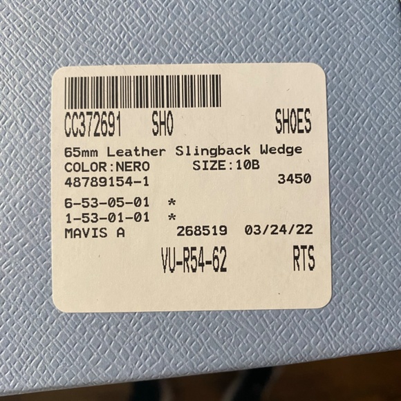 NEW Prada Leather Slingback Wedge Pumps Pointed Toe Wedge Heel US10 - Picture 9 of 10